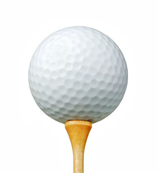 흰색 배경에 고립 된 티에 흰색 골프 공 — 스톡 사진