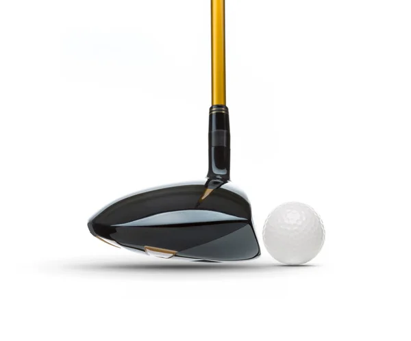 Fairway Wood Golf Club y pelota de golf sobre fondo blanco — Foto de Stock