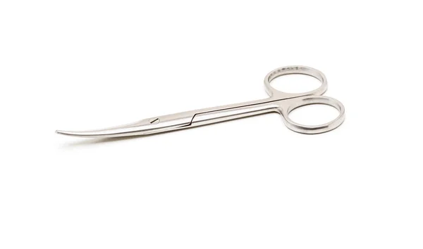 Instrumento médico cirúrgico da precisão de aço inoxidável isolado no fundo branco — Fotografia de Stock