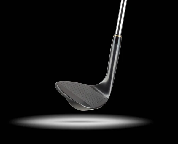 Black Golf Club Wedge Iron Under Spot Light With Black Background — Stock Photo, Image