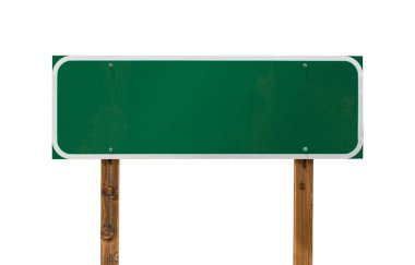 Beyaz Sırtüzerinde İzole Ahşap Mesajlar ile Boş Yeşil Yol İşareti