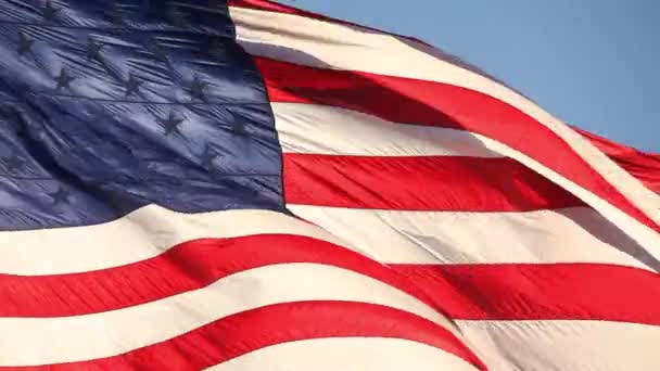 Ghosted Slow Motion American Flag Waving Time Lapse Clouds — Stock Video