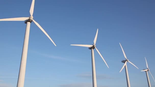 Wind Turbine Spinning Desert Blue Sky — Stock Video