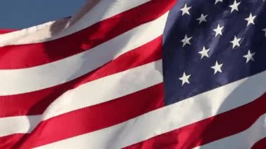 Full Hd Sol Yakından Amerikan Bayrağı Rüzgarda Dalgalanıyor