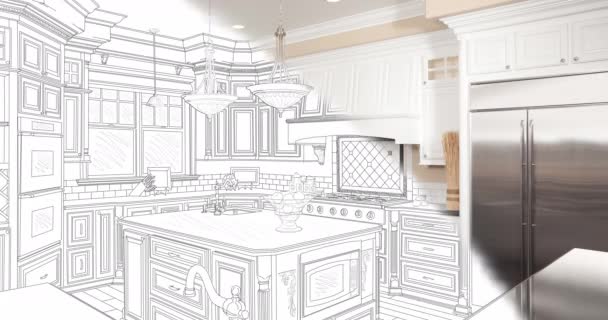 Benutzerdefinierte Küche Zeichnung Pinselstrich Übergang Nach Unten Und Links Fotografieren — Stockvideo