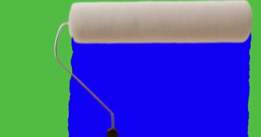 Yeşil Ekrandan Mavi Ekrana Boya Yuvarlayan Kadın El Boyama.