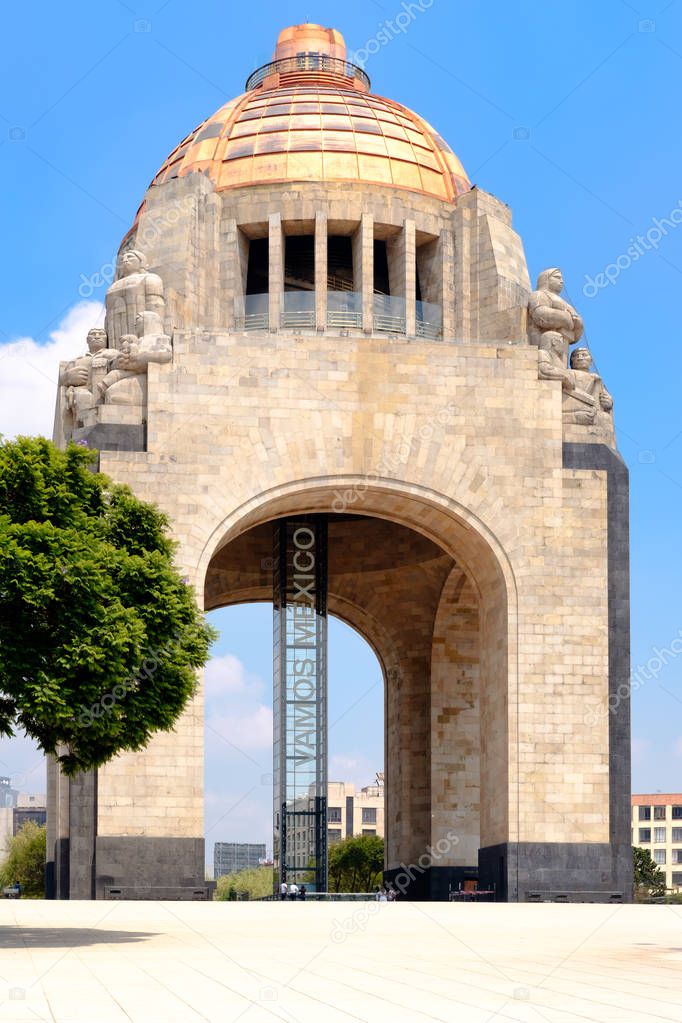 The Monument to the Revolution in Mexico City on a beautiful summer day