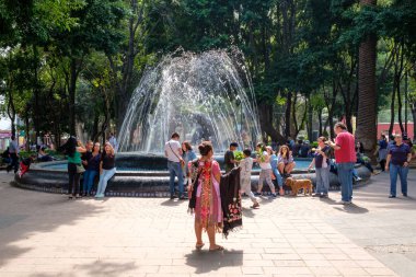 Jardin Hidalgo, Coyoacan tarihi mahalle güzel bir parkta