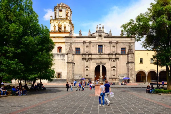 Koloni Coyoacan Mexico City Tarihi Mahalle Kilisede — Stok fotoğraf