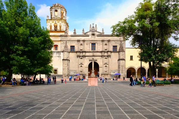 Gyarmati Templom Coyoacan Mexico City Történelmi Szomszédságában — Stock Fotó