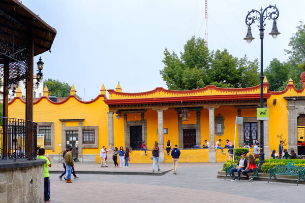 The main square and the town hall at the historic neighborhood of Coyoacan in Mexico City