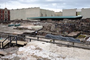 Ön Hispanik modern Meksika kent Tenochtitlan Aztek şehir kalıntıları