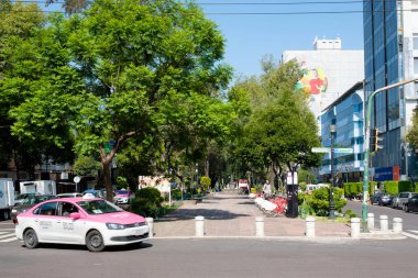 Alvaro Obregon avenue at the fashionable Roma Norte neighborhood in Mexico City clipart