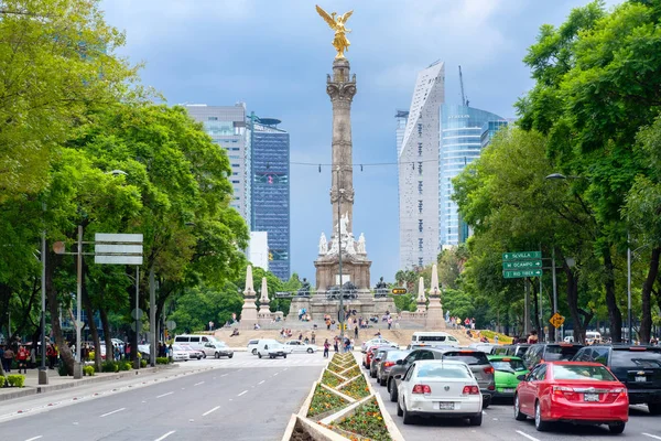 Paseo Reforma Pomnik Anioła Niepodległości Meksyku — Zdjęcie stockowe