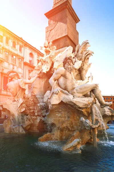 Fontana Dei Quattro Fiumi Piazza Navona Centru Říma — Stock fotografie
