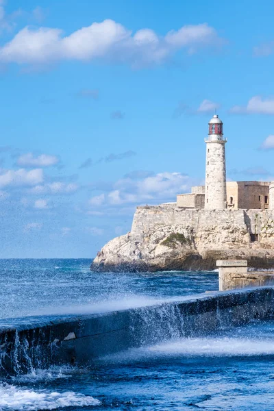 Havannai Öbölben Hurrikán Ideje Alatt Morro Erőd — Stock Fotó