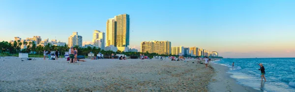 Vista Panorámica South Beach Atardecer Con Vistas Horizonte Miami Beach — Foto de Stock