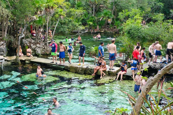 Open air cenote at the Yucatan jungle in Mexico — Stock Photo, Image