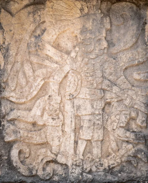 Ancient mayan stone relief representing a king — Stock Photo, Image