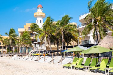 Meksika'da Playa del Carmen turistik şehirde Beach Club