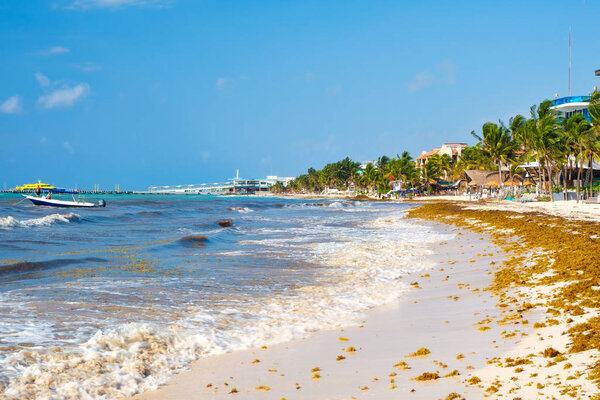 The beach at Playa del Carmen on the Mayan Riviera in Mexico