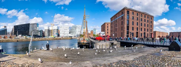 Hoge resolutie panoramisch uitzicht op het Royal Albert Dock in Liver — Stockfoto