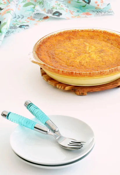 Crustless egg custard pie — Stock Photo, Image