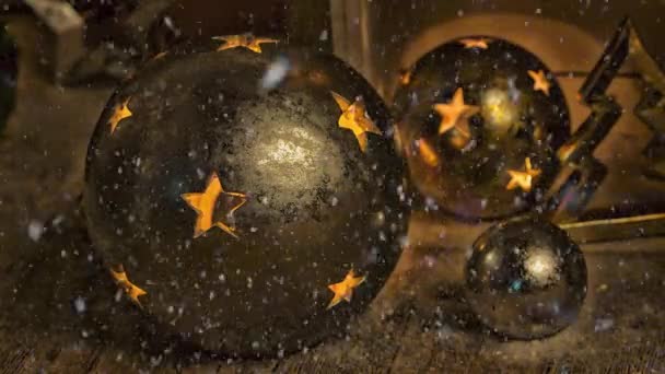 Bilder Jul Dekoration Boll Med Ljus Stjärnor För Julen — Stockvideo