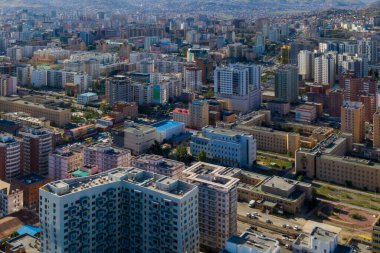 Moğolistan 'ın başkenti Ulaanbaatar' ın havadan görünüşü, yaklaşık Haziran 2019