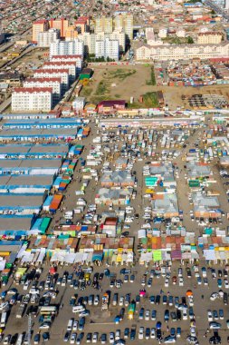Moğolistan 'ın başkenti Ulaanbaatar' ın havadan görünüşü, yaklaşık Haziran 2019