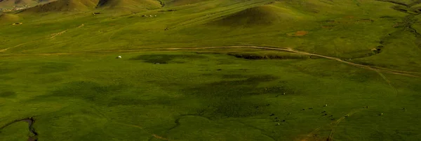 Luchtfoto Van Het Mongoolse Platteland Niet Ver Van Ulaanbaatar Hoofdstad — Stockfoto