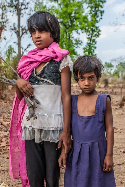 Невідомі Діти Маленькому Селі Тала Бандхавгархському Національному Парку Мадх Прадеш — стокове фото