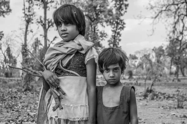 Enfants Non Identifiés Dans Petit Village Appelé Tala Parc National — Photo