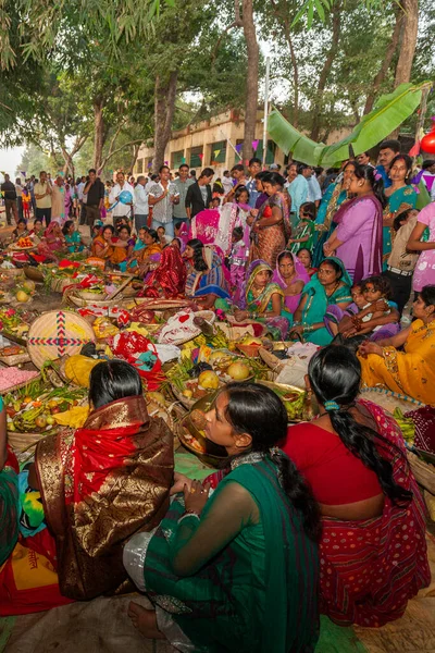 Raxaul Índia Nov Mulheres Indianas Não Identificadas Comemorando Chhas Novembro — Fotografia de Stock