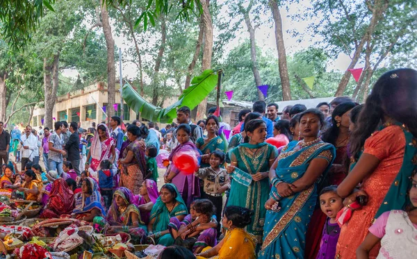Raxaul Índia Nov Mulheres Indianas Não Identificadas Comemorando Chhas Novembro — Fotografia de Stock