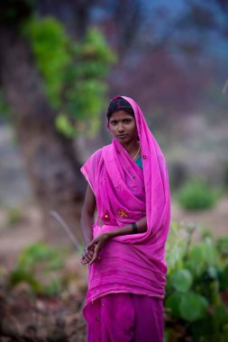 Hindistan 'ın Madhya Pradesh kentindeki Bandhavgarh Milli Parkı' nda, Tala adında küçük bir köyde kimliği belirsiz bir kadın.