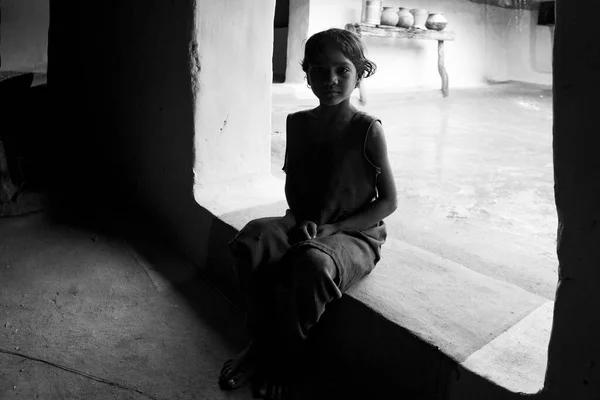 Raxaul Índia Menina Indiana Não Identificada Rua Por Volta Novembro — Fotografia de Stock