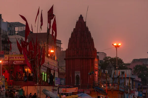 Varanasi Pôr Sol Uttar Pradesh Índia — Fotografia de Stock