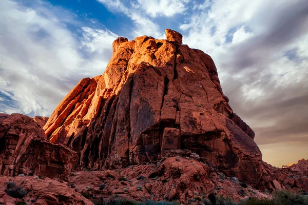 Prachtige Zonsondergang Landschap Met Rotsen Valley Fire State Park — Stockfoto