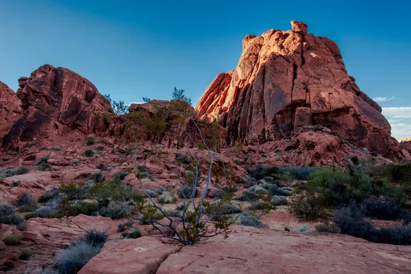 Prachtige Zonsondergang Landschap Met Rotsen Valley Fire State Park — Stockfoto