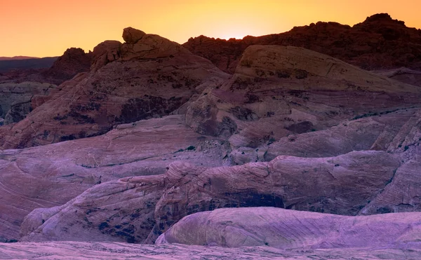 Paisagem Misteriosa Pôr Sol Com Rochas Valley Fire State Park — Fotografia de Stock