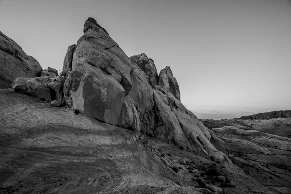 Foto Preto Branco Paisagem Com Rochas Valley Fire State Park — Fotografia de Stock