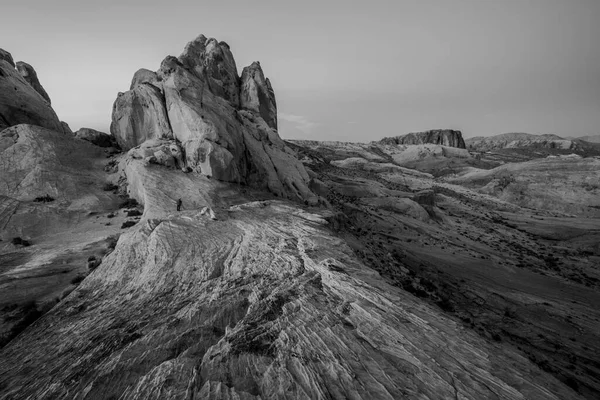 Pedras Montanhas Curvas Vale Fogo Preto Branco Editar — Fotografia de Stock