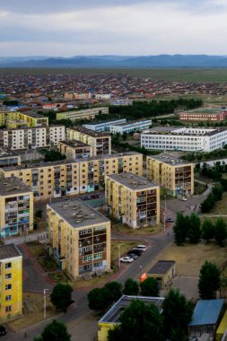 Moğolistan 'ın Ulaanbaatar bölgesinin dokuz bölgesinden biri olan Baganuur' un havadan görünüşü, yaklaşık Haziran 2019 'da gerçekleşmiştir.