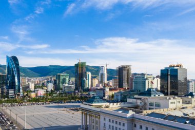 Moğolistan 'ın başkenti Ulaanbaatar' ın havadan görünüşü, yaklaşık Haziran 2019