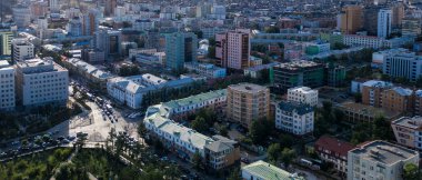 Moğolistan 'ın başkenti Ulaanbaatar' ın havadan görünüşü, yaklaşık Haziran 2019