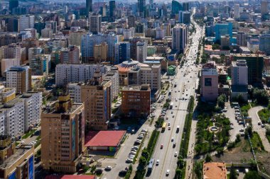 Moğolistan 'ın başkenti Ulaanbaatar' ın havadan görünüşü, yaklaşık Haziran 2019