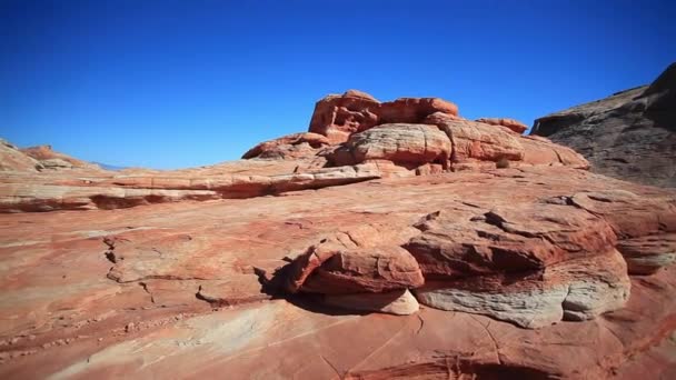 Filmación Coloridas Rocas Naranjas Antes Del Crepúsculo Parque Estatal Valley — Vídeos de Stock