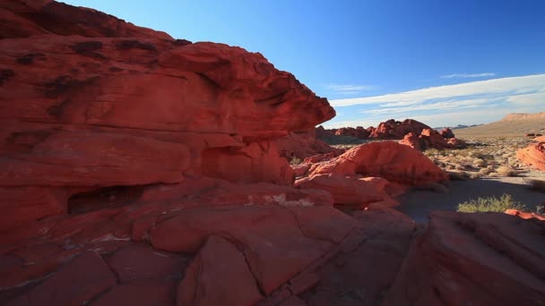 Imagens Lentamente Movimento Paisagens Rochosas Pôr Sol Lindo Valley Fire — Vídeo de Stock