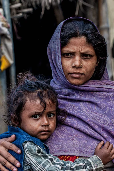 Raxaul India Unidentified Indian Woman Her Child Raxaul Bihar State — стоковое фото